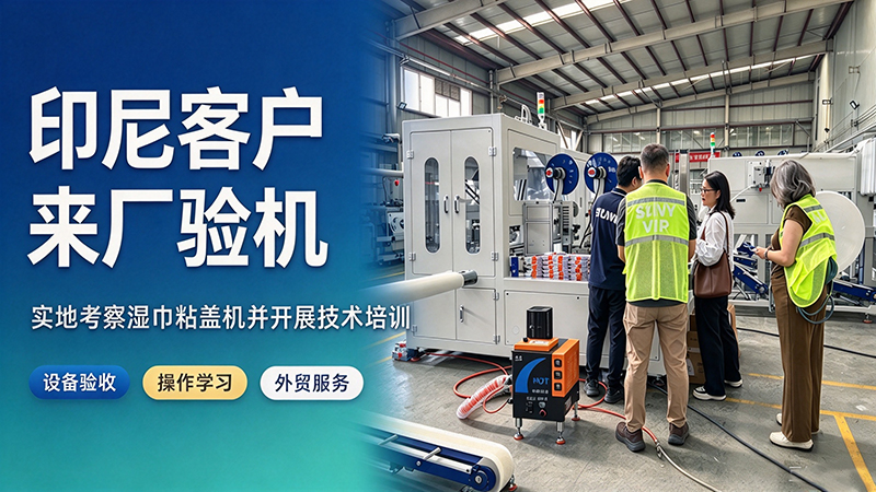 海外订单再添新单｜印尼客户莅临厂区验收湿巾粘盖机并开展实操培训